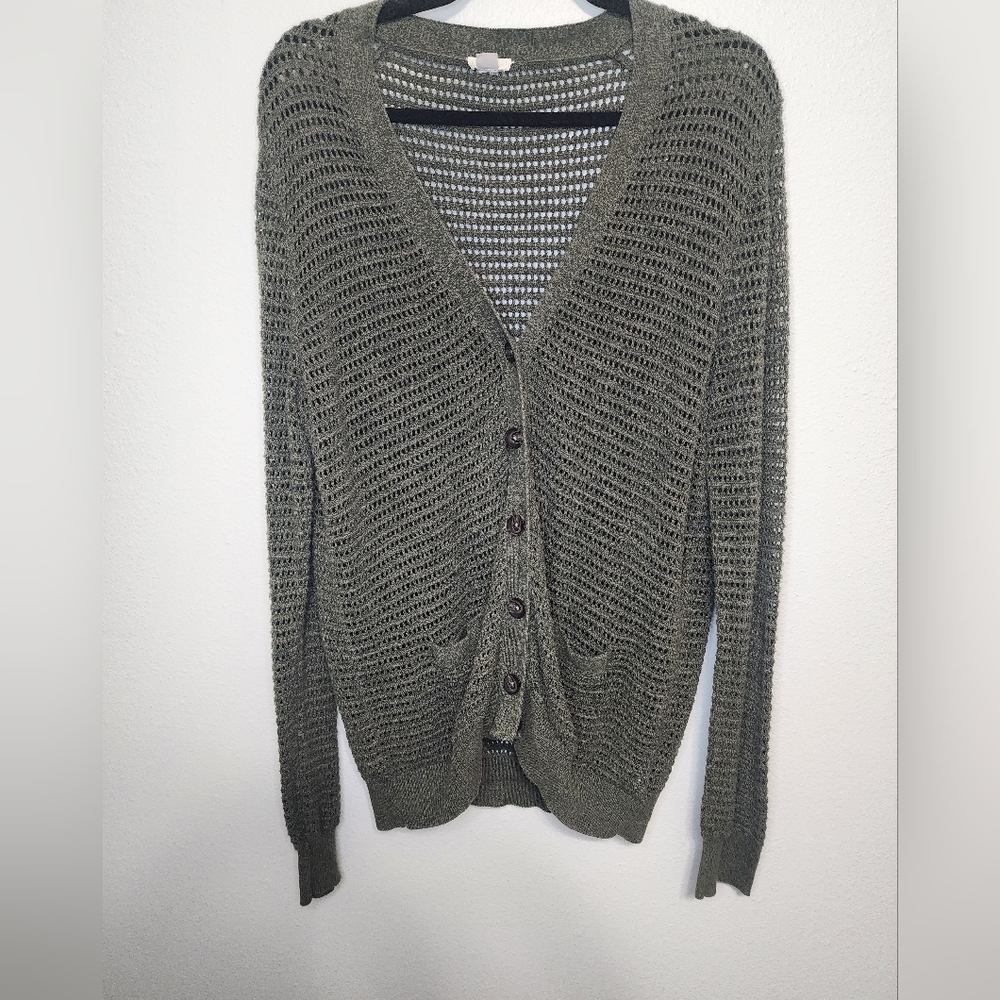Fossil knit green cardigan size large